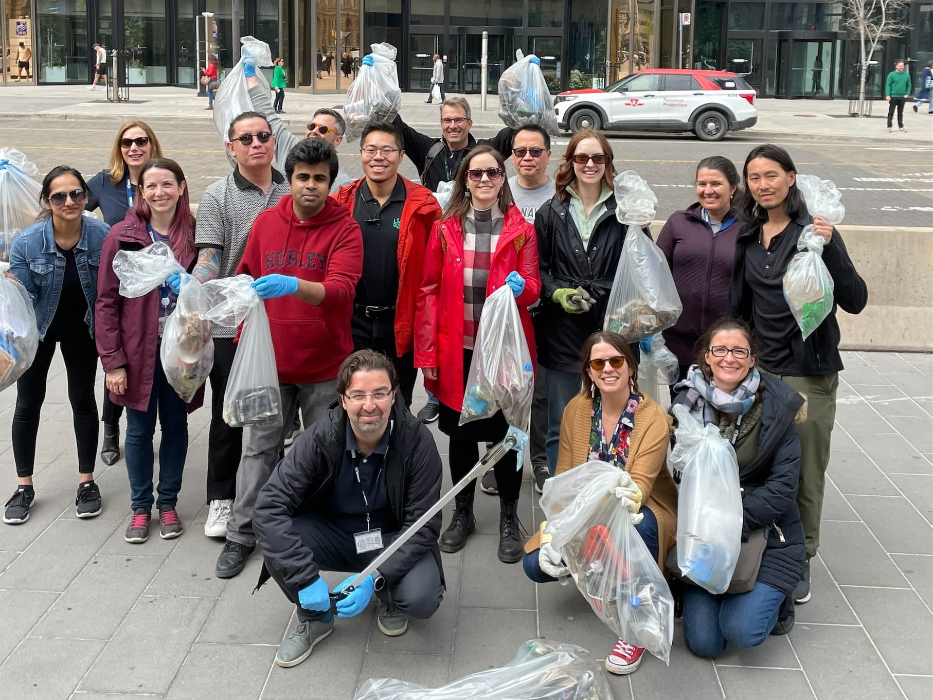 City of San Jose staff gathered for a community cleanup